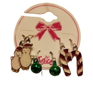 New Justice christmas earrings dangles